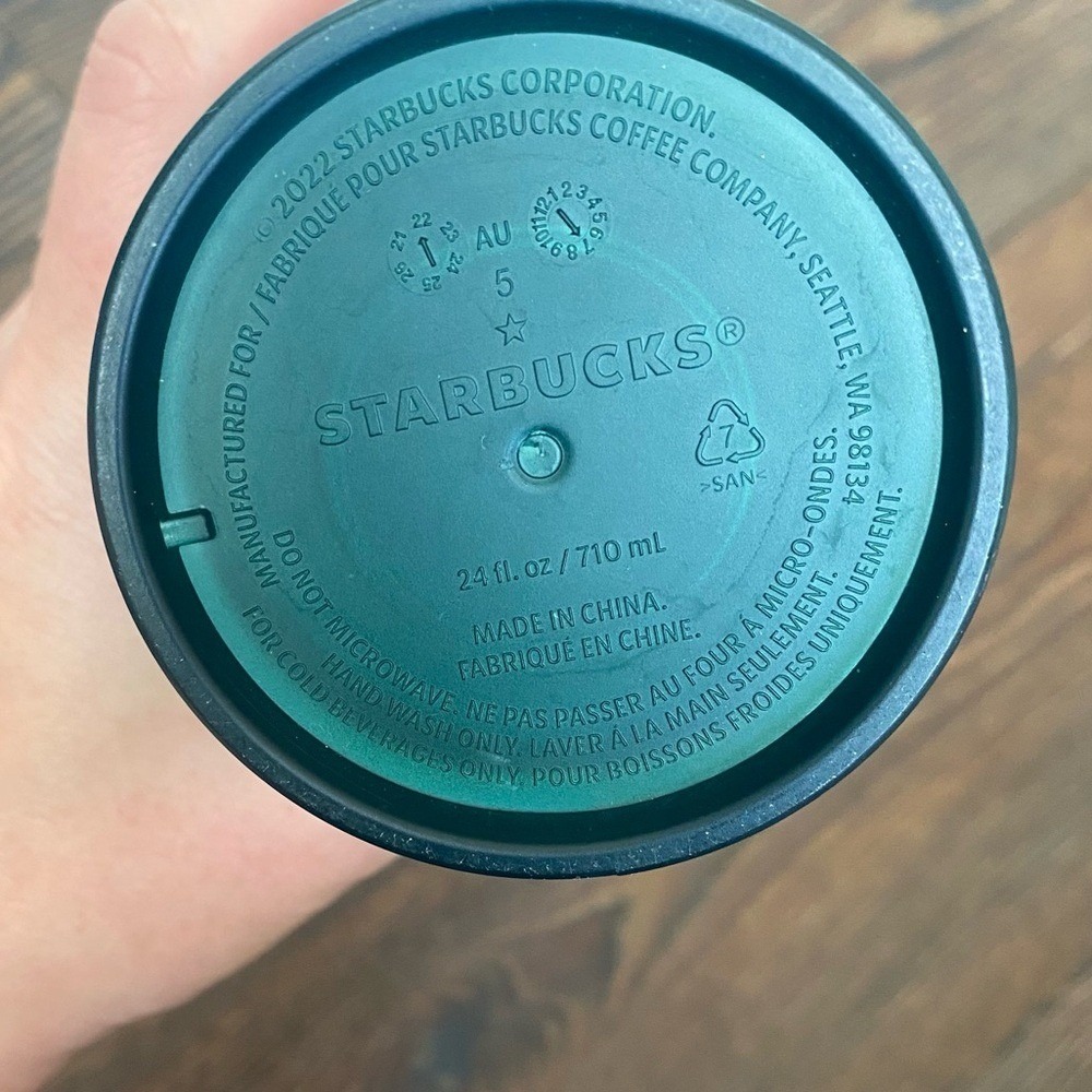 Starbucks Iridescent Grid Cold Cup 24 oz Venti Tumbler With Straw Green - Picture 5 of 10
